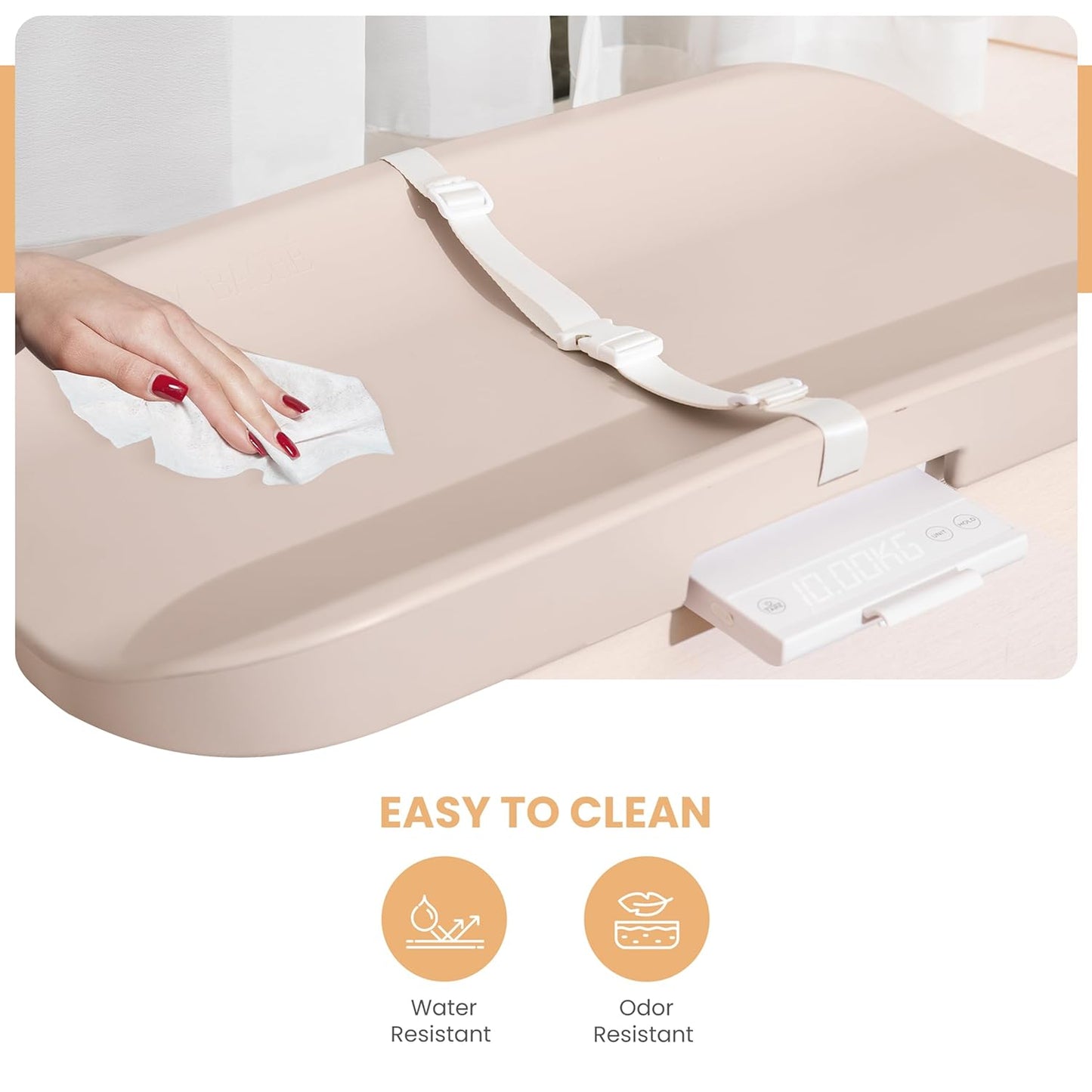 Baby Changing Pad, Baby Scale, 2 in 1 Baby Smart Scale and Change Pad, Waterproof Changing Pad, Wipeable Changing Pad with Safety Belt, Non-Slip Pad for Dresser, Easy to Clean & Portable Cushion Pad
