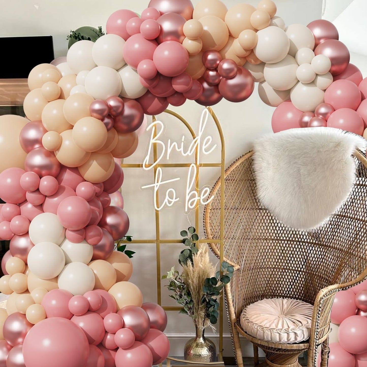 183Pcs Blush Dusty Pink Rose Gold Balloon Arch Kit,Pastel Nude Boho Balloon Garland for Wedding Bridal Shower Girls Birthday Tea Party Decorations Retro Dusty Pink Wedding Decors
