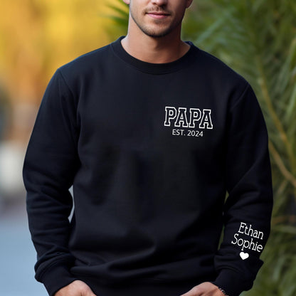 Personalized Dad Est Hoodie with Kids Names - Papa Shirt, New Dad Gift, Fathers Day Hoodie