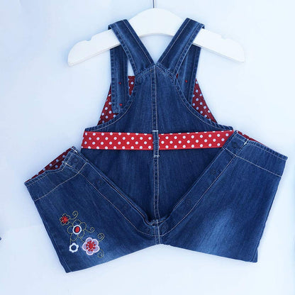Peacolate 3months-3Years Baby Girls Denim Overalls Embroidery Bib Pants Jeans Jumpsuit