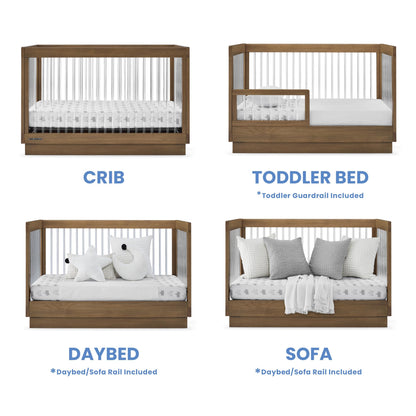 Delta Children James Acrylic 4-in-1 Convertible Crib - Greenguard Gold Certified, Midnight Grey/Acorn