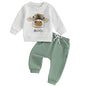 Pudcoco Toddler Baby Boys Girls Fall Clothes Farm Animal Outfit Horse Cow Chicken Sweatshirt and Jogger Pants Set