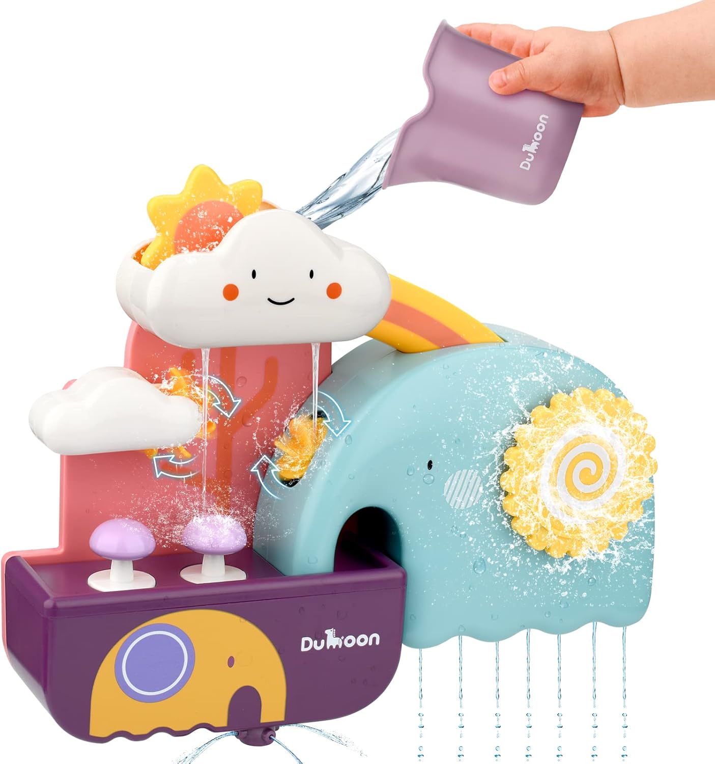 Baby Bath Toys, Fun Simple Physics Educational Bathtub Water Toy, Bath Time Fun Splash Toys for 1, 2, 3+ Year Old Boys Girls Toddlers, Safe Colorful Skin Friendly Waterwheel Bathing Toy