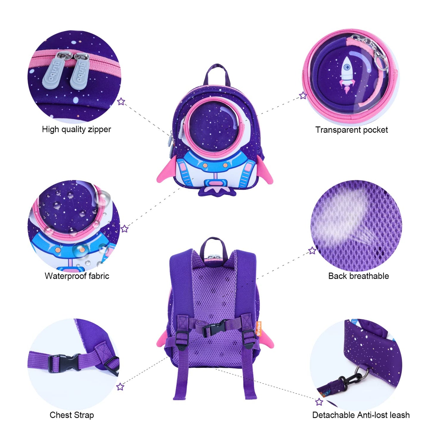 yisibo Rocket Toddler Backpack with Leash,3-6 Years Anti-lost Kids Backpack,Children Backpack for boys girls