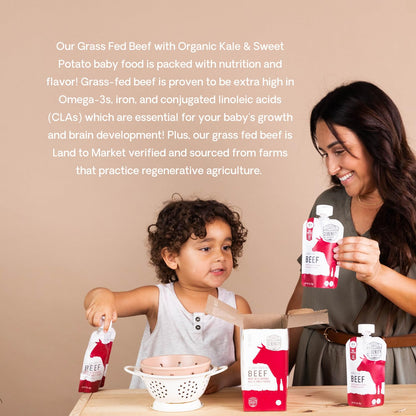 Serenity Kids 7+ Months World Explorers Baby Food Pouches Puree Made With Ethically Sourced Meats & Organic Veggies | 3.5 Ounce BPA-Free Pouch | Beef Chimichurri | 6 Count