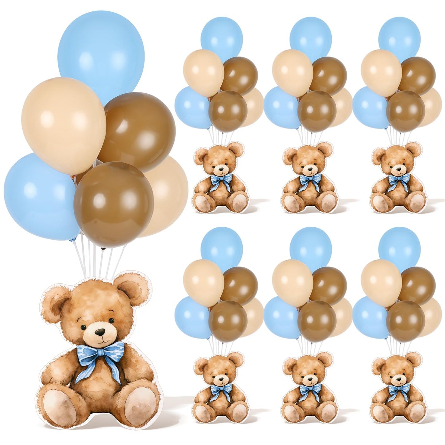 4 Sets Balloon Stand Kit for Table Bear Baby Shower Tables Centerpieces with Balloon Boy Baby Shower Decorations for Bear Theme Gender Reveal Birthday Party Table Decorations Supplies (Brown Bear, 4)