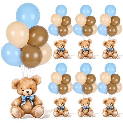 4 Sets Balloon Stand Kit for Table Bear Baby Shower Tables Centerpieces with Balloon Boy Baby Shower Decorations for Bear Theme Gender Reveal Birthday Party Table Decorations Supplies (Brown Bear, 4)