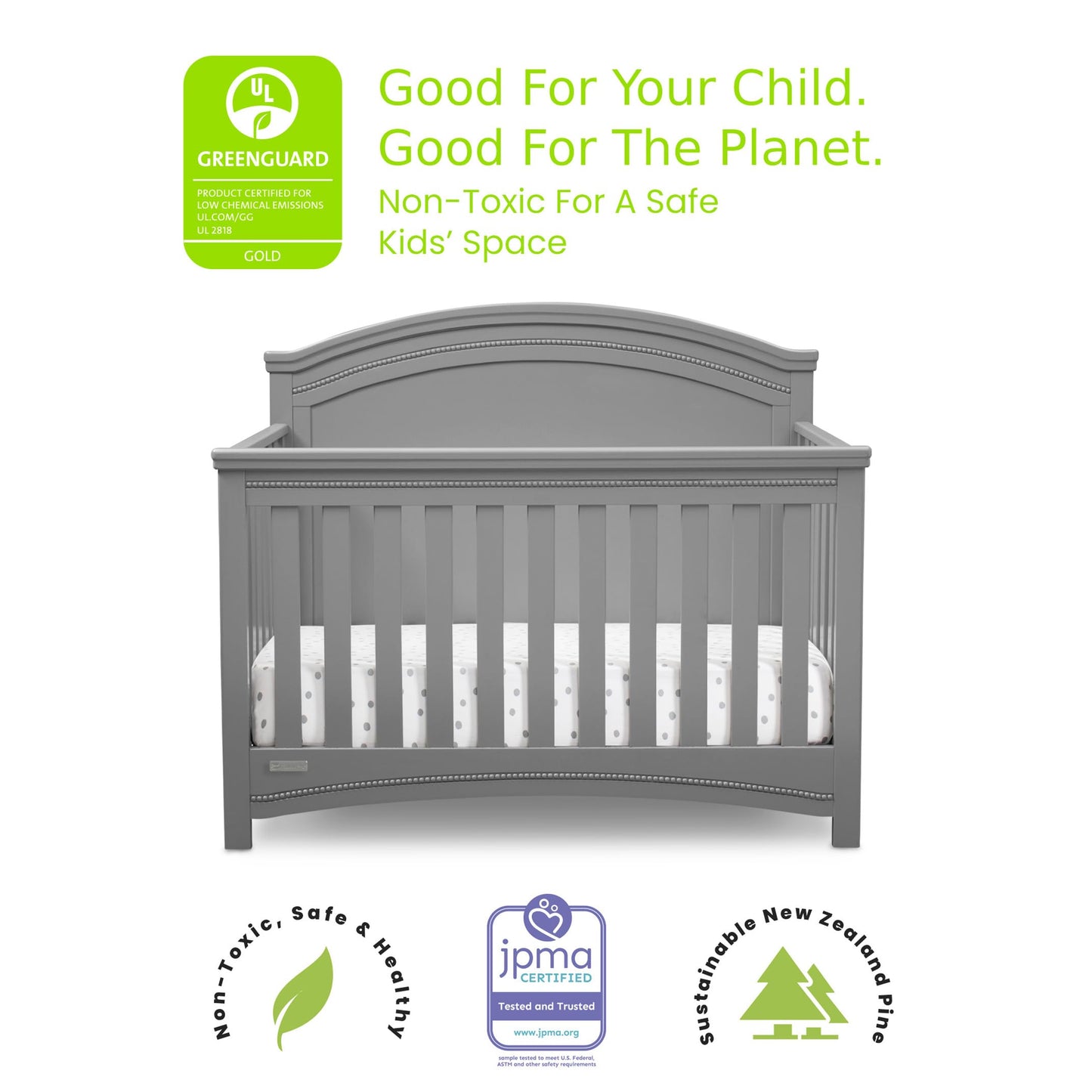 Delta Children Simmons Kids SlumberTime Emma Convertible Crib N More, Grey
