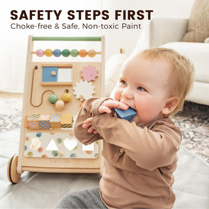 Tiny Land Wooden Baby Walker, Baby Push Walker, Montessori Walker Toy, Adjustable Speed Baby Walker for Boys and Girls, Baby Activity Center, Push Toys for Kids Development