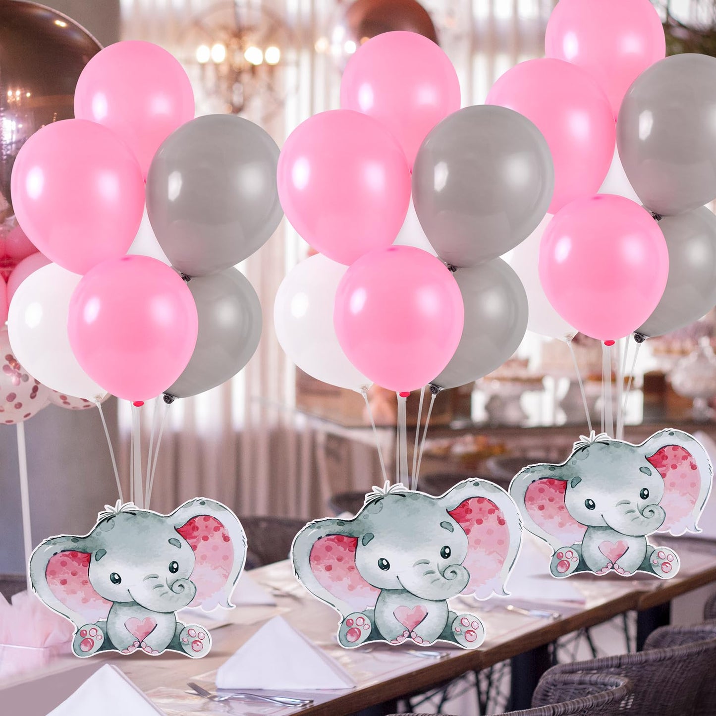 4 Sets Balloon Stand Kit for Table Bear Baby Shower Tables Centerpieces with Balloon Boy Baby Shower Decorations for Bear Theme Gender Reveal Birthday Party Table Decorations Supplies (Brown Bear, 4)