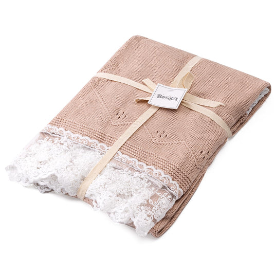 Booulfi Knit White Baby Blankets Neutral,Crib Stroller Newborn Blankets for Boys Girls,Cotton Lace Crochet Winter Blanket Nursery Blanket New Baby Essentials, 38X39