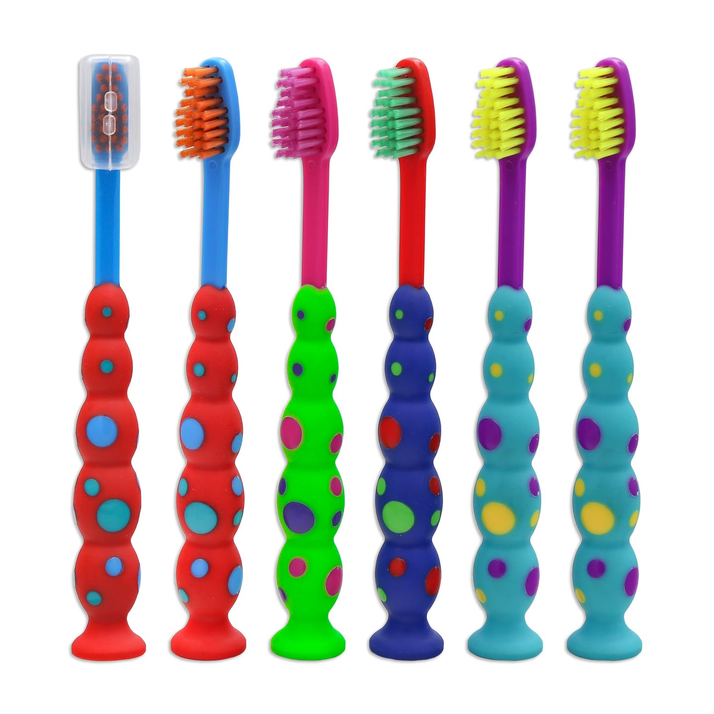 Kids toothbrushes 6 Pack Set Soft Bristles with Suction Cup, Includes Travel Covers, Bear Panda toothbrushes for Kids Boys & Girls, Toddlers &Children Teeth Age 3+