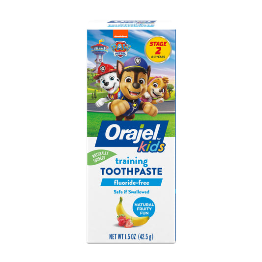 Orajel Kids Paw Patrol Fluoride-Free Training Toothpaste, Natural Fruity Fun Flavor, #1 Pediatrician Recommended , 1.5oz Tube