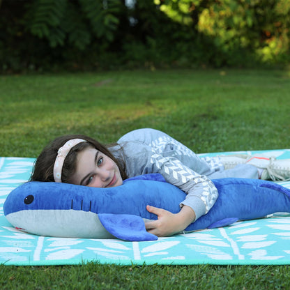 Tezituor 43.3 inch Giant Whale Stuffed Animal, Large Stuffed Whale Plush Ocean Toys, Hugging 4ft Soft Whale Plush Pillow for Girls Boys