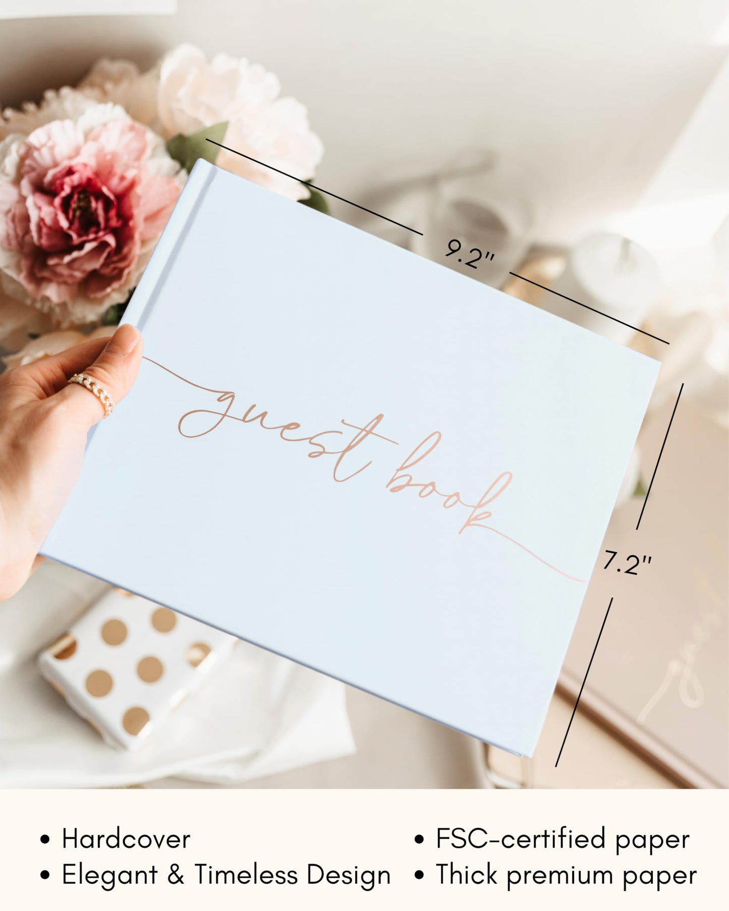 Lamare Elegant Blank Page Wedding Guest Book – The Perfect Polaroid Guest Book for Wedding Receptions, Birthdays, Baby Showers, and Special Events – A Stylish Sign-in Book for Guests