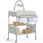 BabyBond Portable Baby Changing Table with 2 Storage Baskets, Foldable Changing Table Dresser Waterproof Diaper Changing Table Height Adjustable Changing Station for Infant and Newborn(Beige)