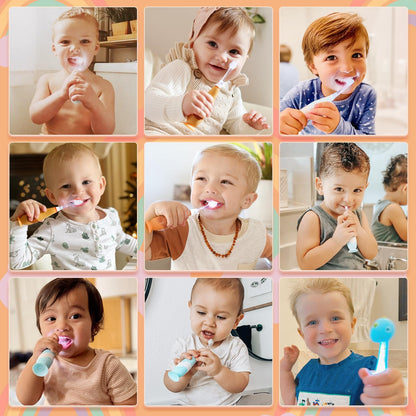 Papablic Toddler Sonic Electric Kids Toothbrush for Ages 1-3 Years, Baby Electric Toothbrush with Cute Penguin Cover and Smart LED Timer, 2 Brush Heads (Pippin)