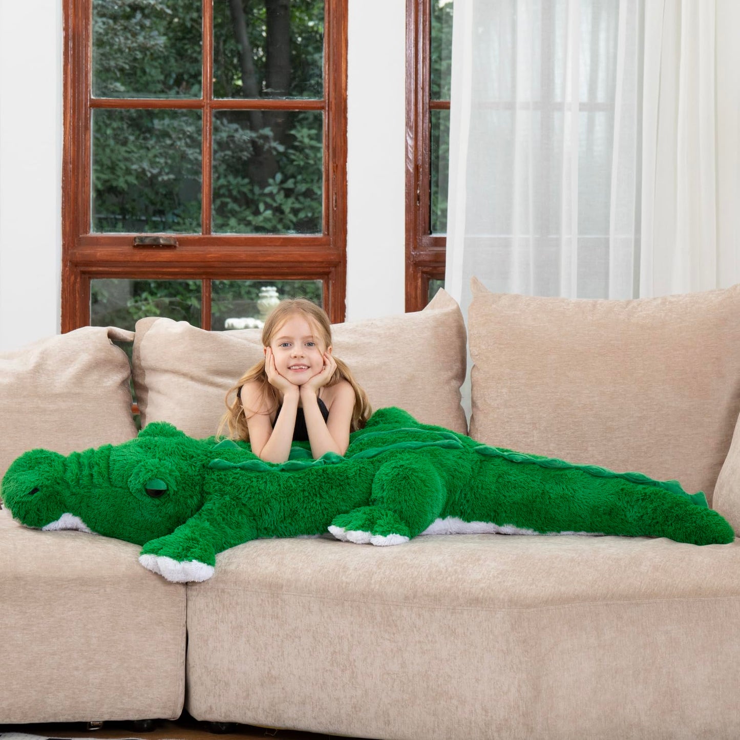 MorisMos Giant Alligator Stuffed Animal, 67inch Soft Large Alligator Plush Toy, Big Stuffed Crocodile Gifts for Kids Boys Girls