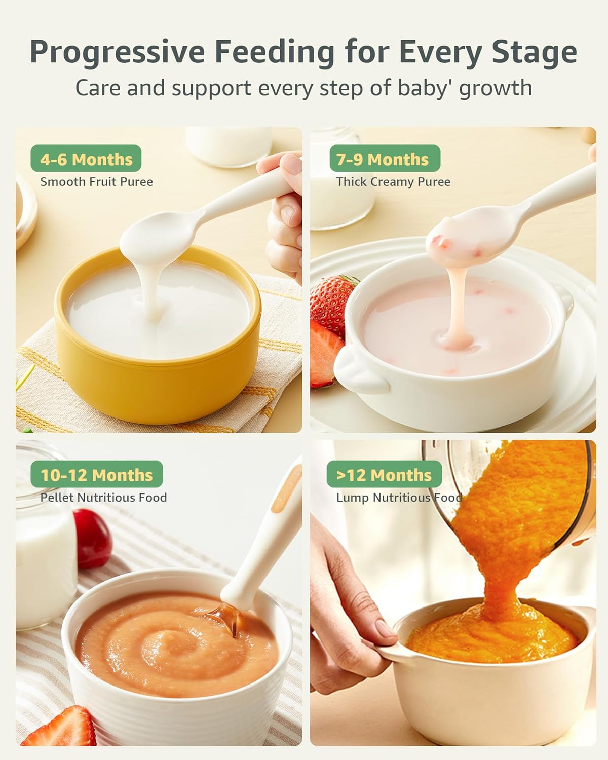 GROWNSY Baby Food Maker | Baby food Processor | All-in-One Baby Food Puree Blender Steamer Grinder Mills Machine Auto Cooking & Grinding with Self Cleans Touch Screen LCD Display, BPA Free
