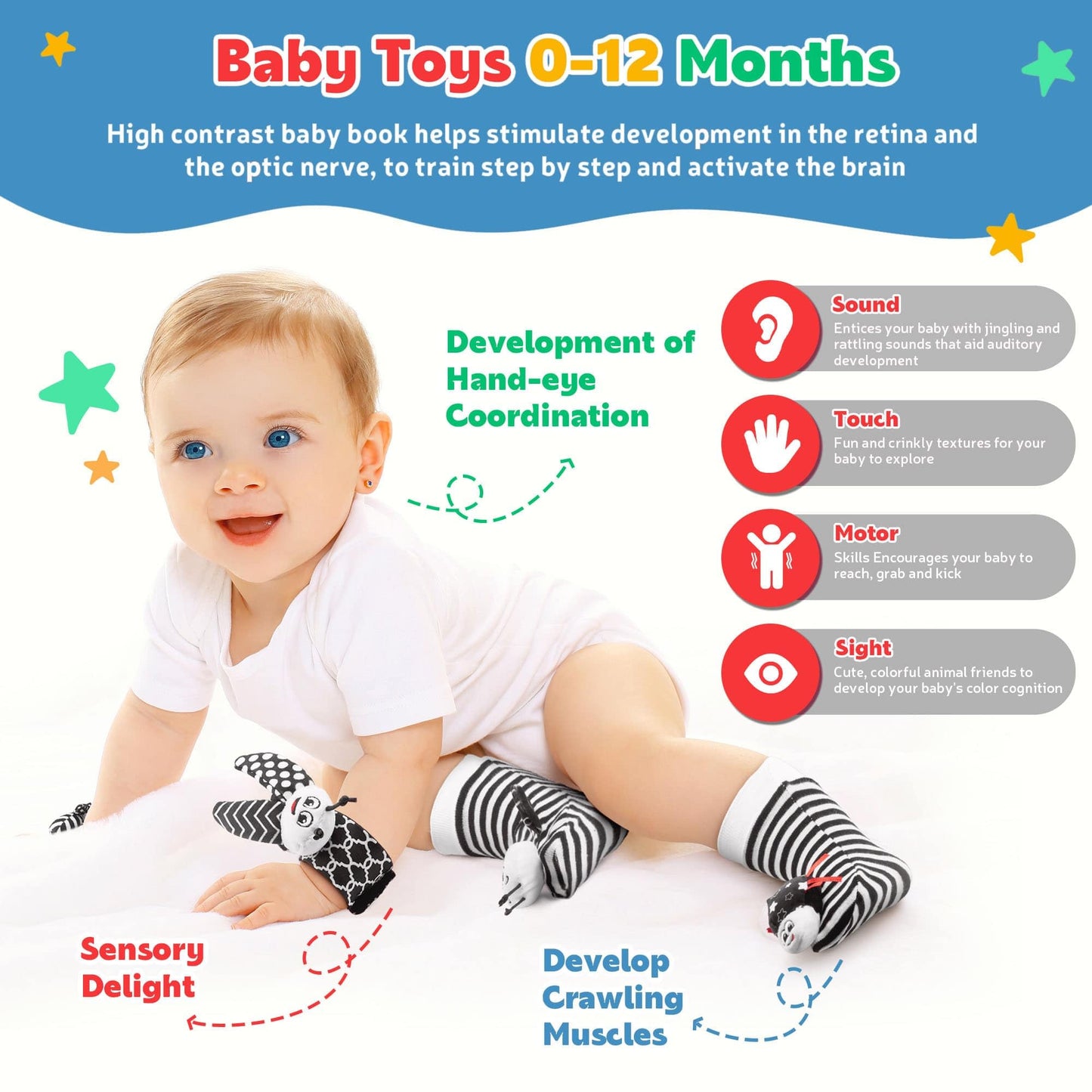 Baby Rattles 0-6 Months: Baby Toys Baby Essentials Rattles for Babies 6-12 Months Infant Toys 0-3 Months Newborn Toys Wrist Rattle Socks - Newborn Essentials Must Haves Gifts for Girl Boy