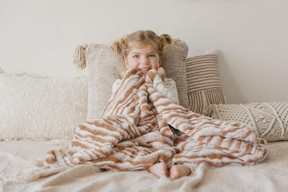 Cuddle Cookie Baby Wavey Faux Fur Blanket, 27 x 33 inches, in Gift Box (Pink)