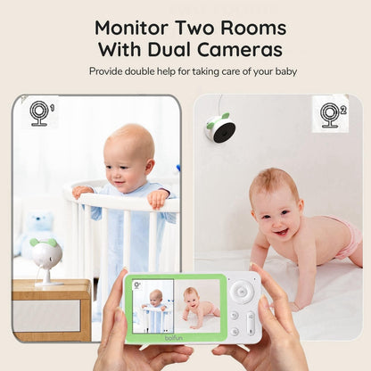 BOIFUN Split Screen Video Baby Monitor WiFi, 2 Cameras, Smartphone APP Control & LCD Monitor, AI Motion & Sound Detection, 4.3'' 4X Zoom, 1080P Smart (Monitor para Bebe), Area Alarm, Video Recording