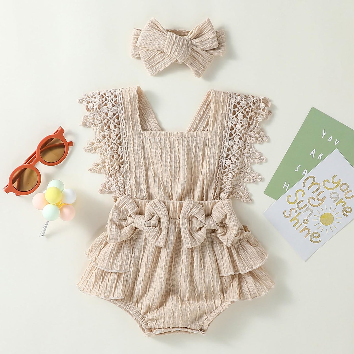 Douhoow Infant Baby Girl Plaid Romper Baby Short Sleeve Pleated Romper Bodysuit Summer Spring Outfits