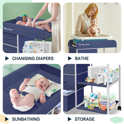 G TALECO GEAR Baby Changing Table, Portable Changing Table, Diaper Changing Station with Waterproof Pad, Changing Table Dresser with 3 Storage Baskets, Mobile Nursery Organizer for Newborn Essentials