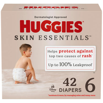 Huggies Size 2 Diapers, Skin Essentials Baby Diapers, Size 2 (12-18 lbs), 74 Count, Packaging May Vary