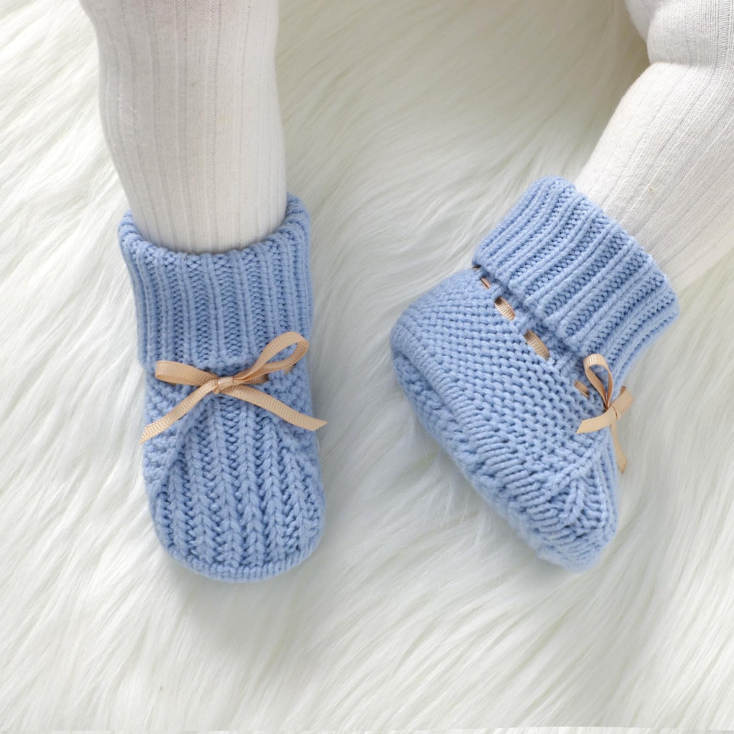mimixiong Baby Booties Newborn Infant Sock Shoes Hand Knitting Crochet Boy and Girl Cozy Shoes