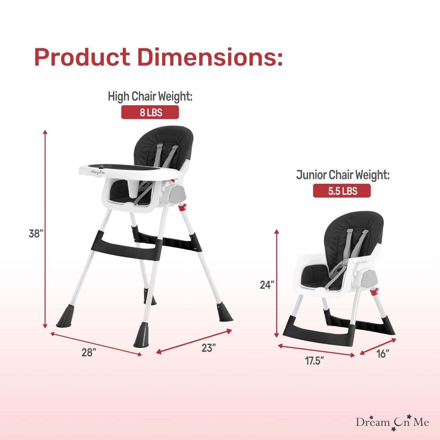Dream On Me Portable 2-in-1 Tabletalk High Chair, Convertible Compact High Chair, Light Weight Portable Highchair, Grey