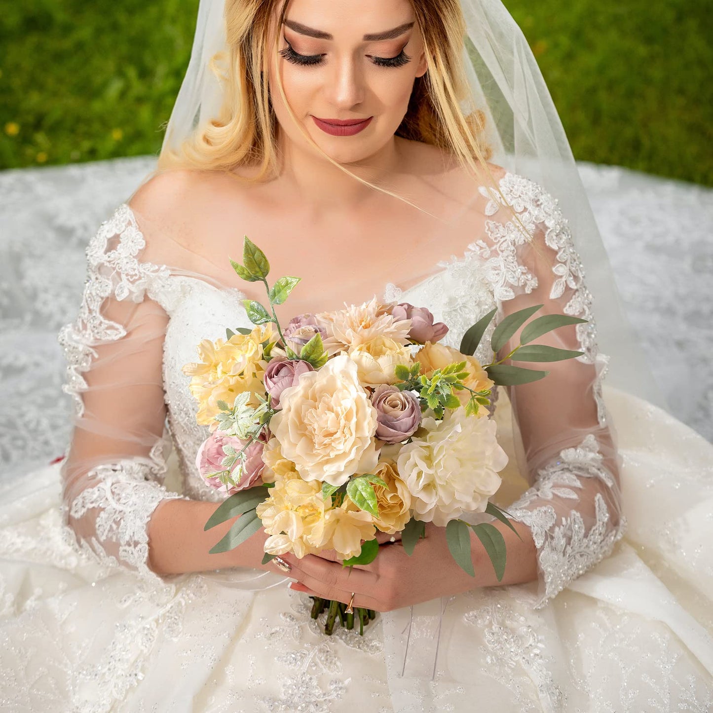Artificial Flowers Combo for DIY Wedding Bouquets Combo Centerpieces Arrangements Party Bridal Baby Shower Home Decorations-Blush Pink