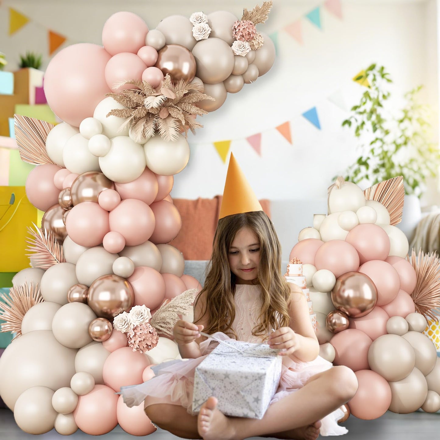 Ivory White Balloon Arch Kit,Boho Balloon Garland with Pastel Orange Cream Beige Champagne Gold White Sand Balloons for Neutral Baby Shower Wedding Boho Bridal Party Decorations
