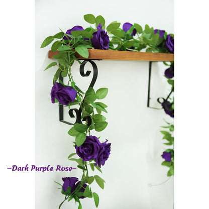 Felice Arts 2 Pack Pink Artificial Rose Garland Each 6.5FT Fake Rose Vine Hanging Floral Garland for Wedding Flowers Table Centerpiece Arrangement Baby Shower Decor
