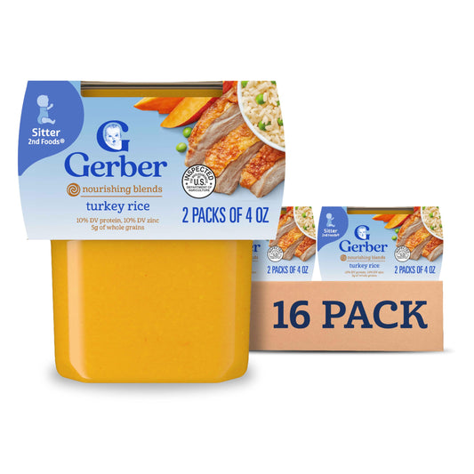 Gerber Baby Food 2nd Foods, Dinner, Vegetable & Beef Puree, 4 Ounce Tubs, 2-Pack (Pack of 8)