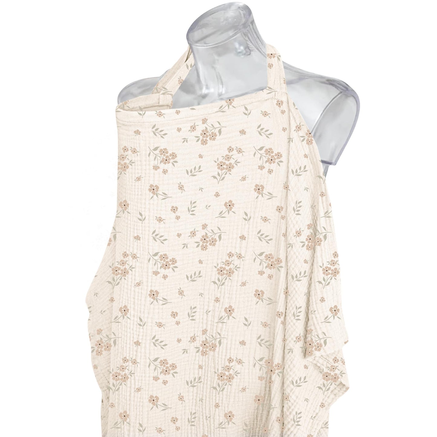 Konssy Muslin Nursing Cover for Baby Breastfeeding, Breathable 100% Cotton Breastfeeding Cover with Rigid Hoop for Mother Nursing Apron, Multi-use Carseat Canopy (Summer Wheat)