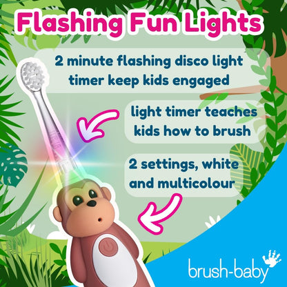 brush-baby WildOnes™ Rechargeable Kids Electric Toothbrush – Toby Tiger | Flashing Lights, 2-Min Timer, Waterproof, 3 Brush Heads | Toddler & Child Toothbrush Ages 0-10 | Soft Bristles