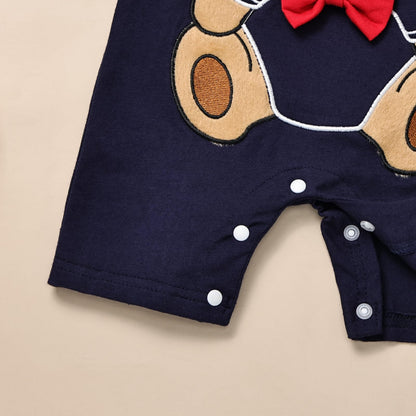Baby Boy Clothes Newborn Outfits Stripe Romper Infant Cartoon Overall Adjustable Suspender Pants Set 0-18 Months