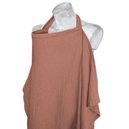 Konssy Muslin Nursing Cover for Baby Breastfeeding, Breathable 100% Cotton Breastfeeding Cover with Rigid Hoop for Mother Nursing Apron, Multi-use Carseat Canopy (Summer Wheat)