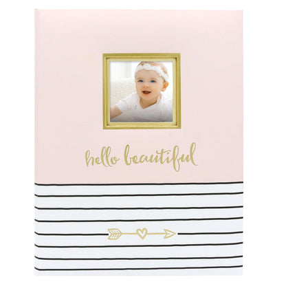 Pearhead Hello Baby First 5 Years Memory Book, Baby Girl Keepsake for New and Expectant Parents, Pregnancy And Milestone Journal, Pink