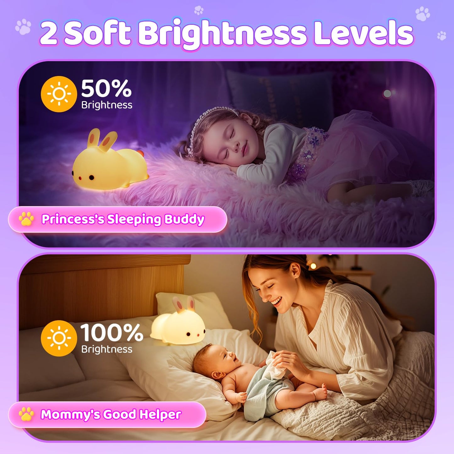 One Fire Night Light for Kids Bunny Cute Lamp, Kawaii 16 Colors Kids Night Light Baby Night Light Lamp, Rechargeable Toddler Night Light for Baby Nursery Night Light,Kids Lamp Nightlight for Kids Room