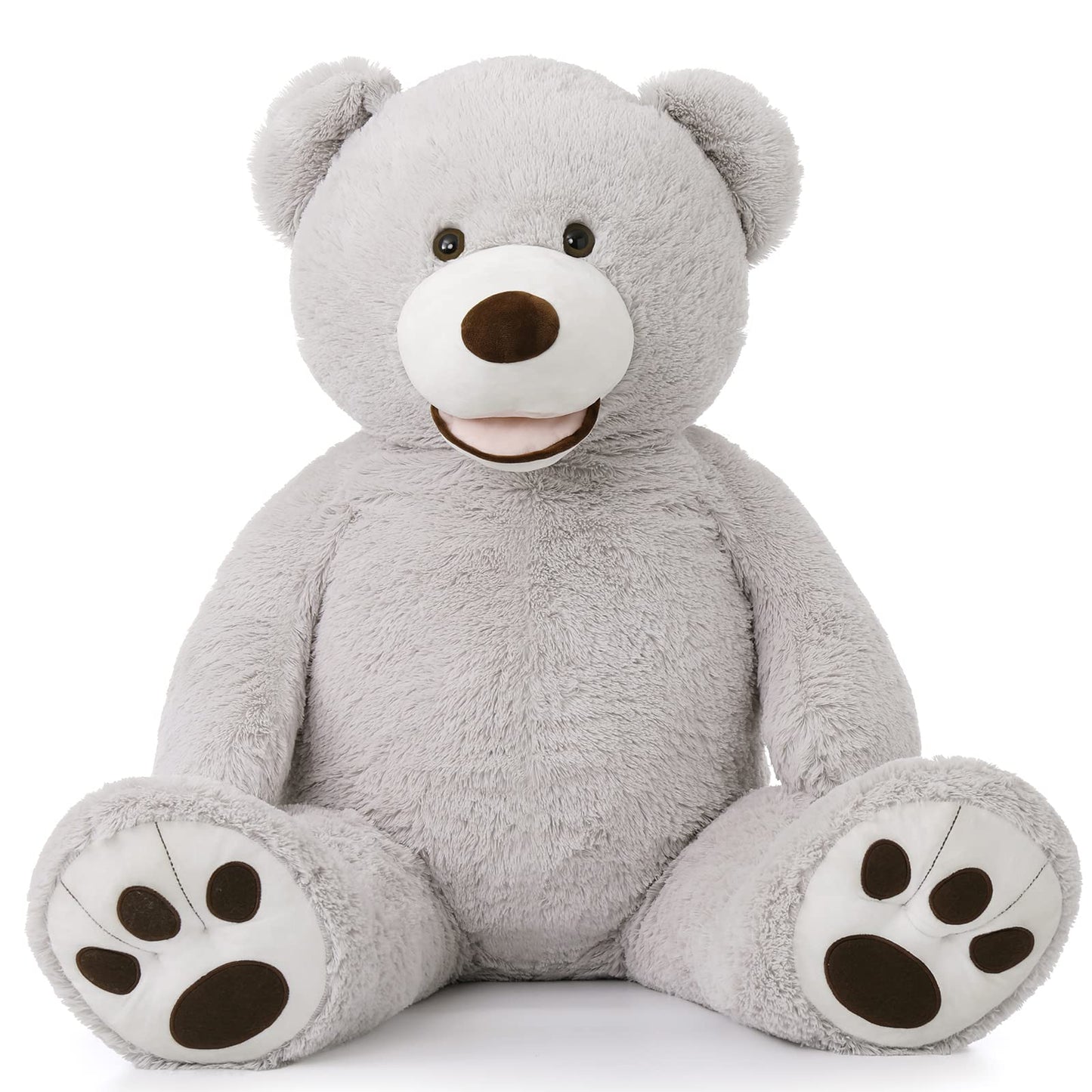 MorisMos Smile Giant Teddy Bear, 51inch Large Stuffed Bears with Big Footprints, Big Stuffed Animals Cuddly Plush Gifts for Girlfriends, Boyfriend, Dark Brown