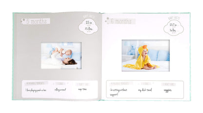 Kate & Milo Baby’s First Year Baby Memory Journal, Gender-Neutral Keepsake, Baby Milestone Memory Book and Photo Album, Perfect for Baby Showers, For New and Expecting Parents, Sky and Elephant