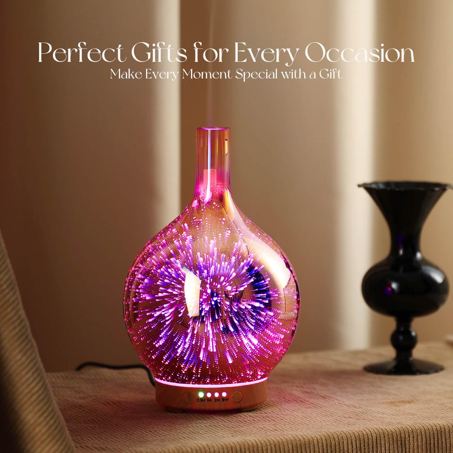 Porseme 3D Essential Oil Diffuser Cool Mist Humidifier Ultrasonic Aromatherapy Diffuser,150ml Last 6h,Auto Shut-Off,Air Refresh,Decoration for Home,Office,Yoga,Baby,Sleep
