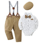 YUEMION Baby Boy Clothes Wedding Outfit Suits, 0-18 Months Infant Boy Gentleman Set, Dress Shirt+Vest+Suspender Pants+Bowtie