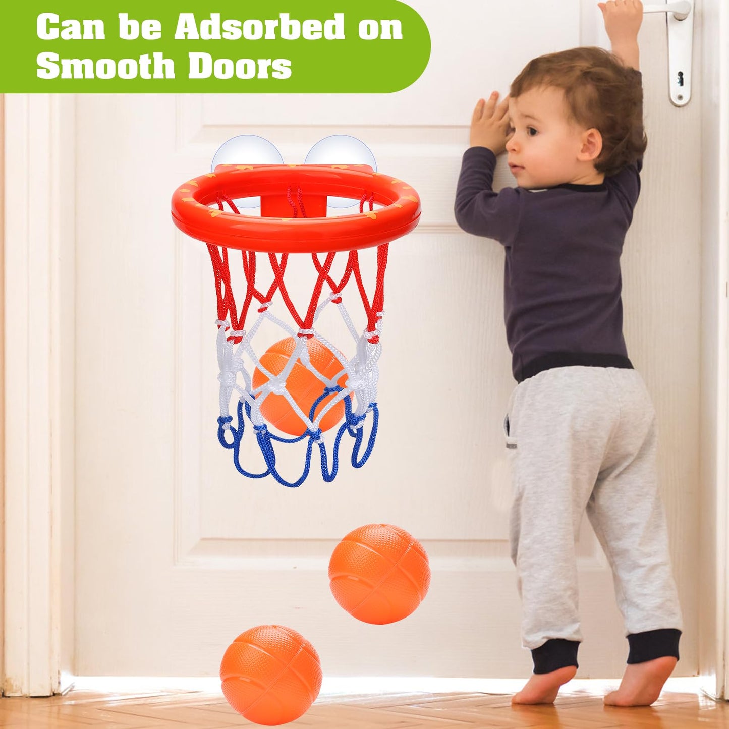 Bath Toys - Bathtub Basketball Hoop for Kids Toddlers - Bath Toys Shower Toys for Kids Ages 4-8,Suction Cup Basketball Hoop & 3 No Hole Balls Set for Boys Girls