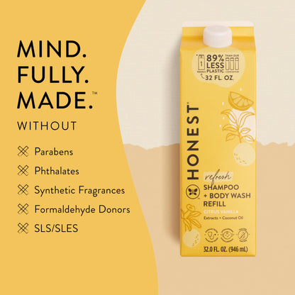 The Honest Company 2-in-1 Cleansing Shampoo + Body Wash for Sensitive Skin | Gentle for Baby | Naturally Derived, Tear-free, Hypoallergenic | Fragrance Free, 10 fl oz