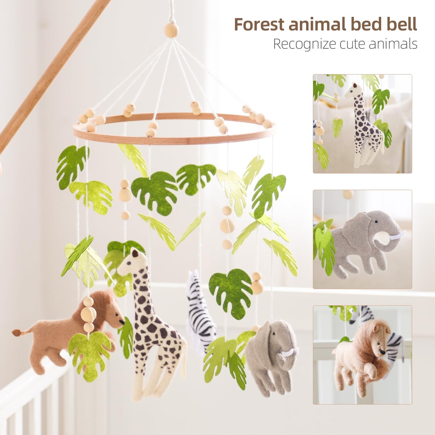 EERKEOD Baby Crib Mobile Bear Nursery Mobile for Boys Girls Teddy Velvet Mobile Nursery Decor for Infant Bedroom Hanging Baby Mobile for Bassinet Newborn Baby Gift（Brown Bear）