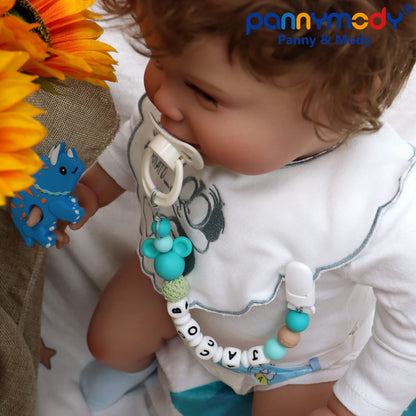Personalized Pacifier Clip with Name, Customizable Mouse Pacifier Leash for Baby, Universally Fit All Pacifiers (Pink)