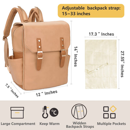 miss fong Diaper Bag Backpack Baby Diaper Bag for baby boy and girls, Leather Baby Bag with 13 diaper bag organizing pouches, Changing Pad, Stroller Straps and 4 Insulated Pockets(Black)